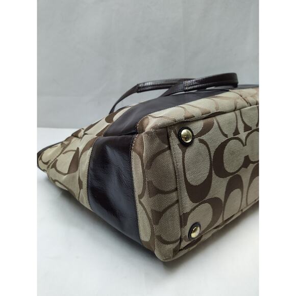 Coach Signature Brown Canvas Stripe Double Handles Diaper Tote Bags - Picture 16 of 16